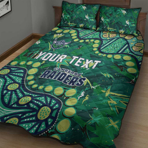 Personalized Canberra Raiders Quilt Bed Set Aboriginal Pattern with Graffiti Style Design