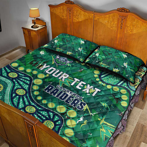 Personalized Canberra Raiders Quilt Bed Set Aboriginal Pattern with Graffiti Style Design