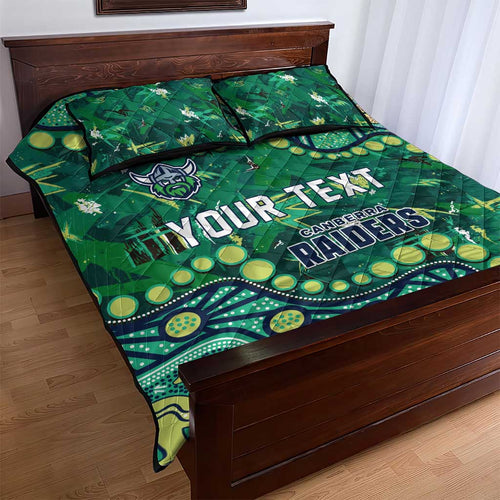 Personalized Canberra Raiders Quilt Bed Set Aboriginal Pattern with Graffiti Style Design