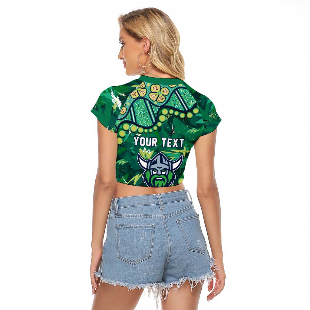 Personalized Canberra Raiders Raglan Cropped T Shirt Aboriginal Pattern with Graffiti Style Design