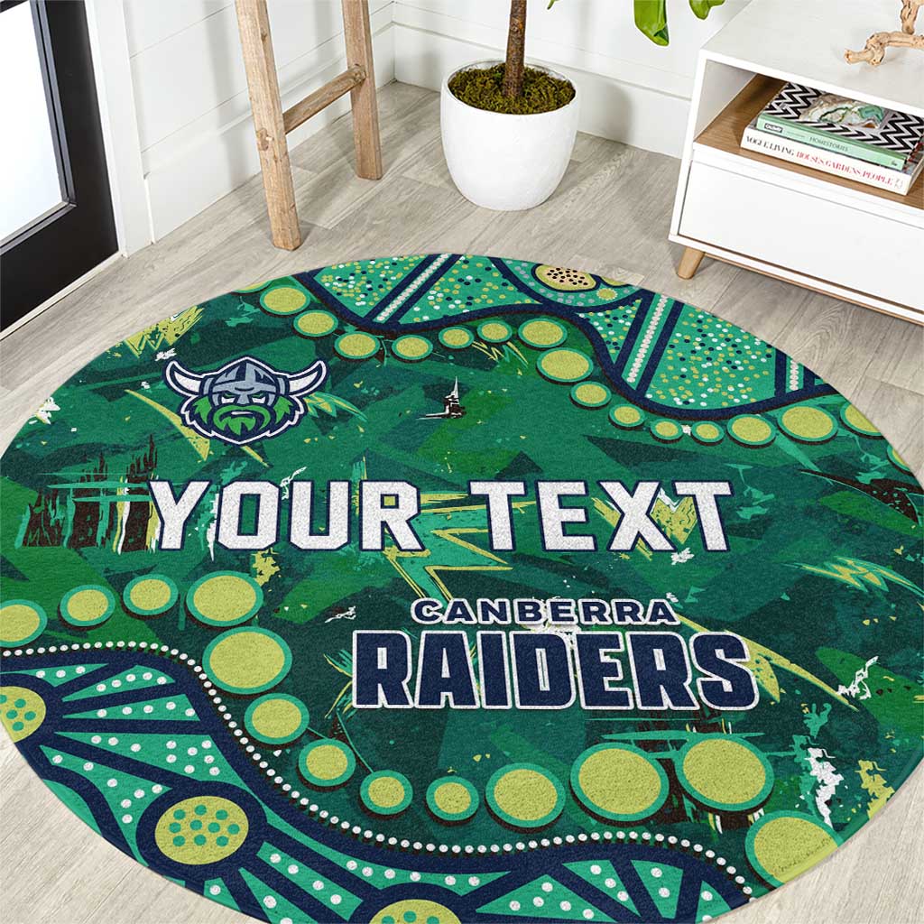 Personalized Canberra Raiders Round Carpet Aboriginal Pattern with Graffiti Style Design