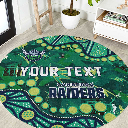 Personalized Canberra Raiders Round Carpet Aboriginal Pattern with Graffiti Style Design