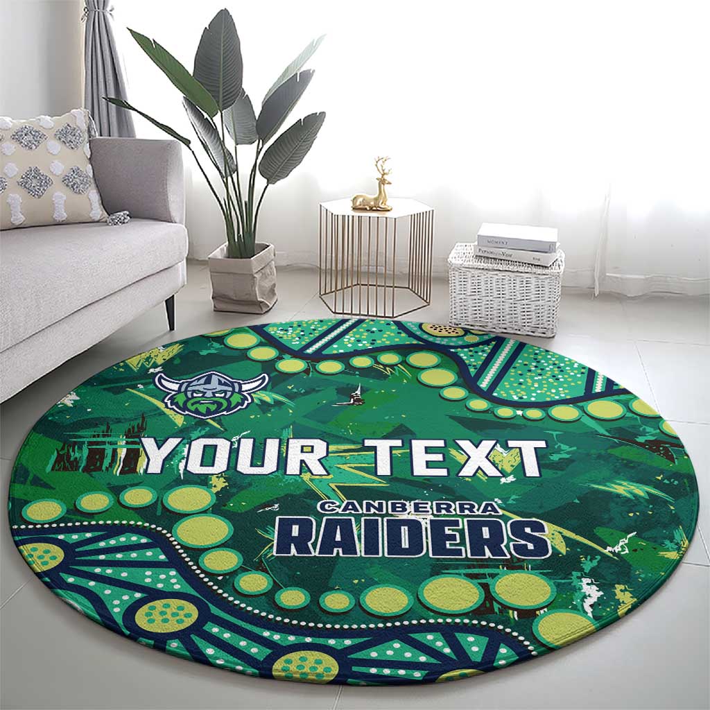 Personalized Canberra Raiders Round Carpet Aboriginal Pattern with Graffiti Style Design