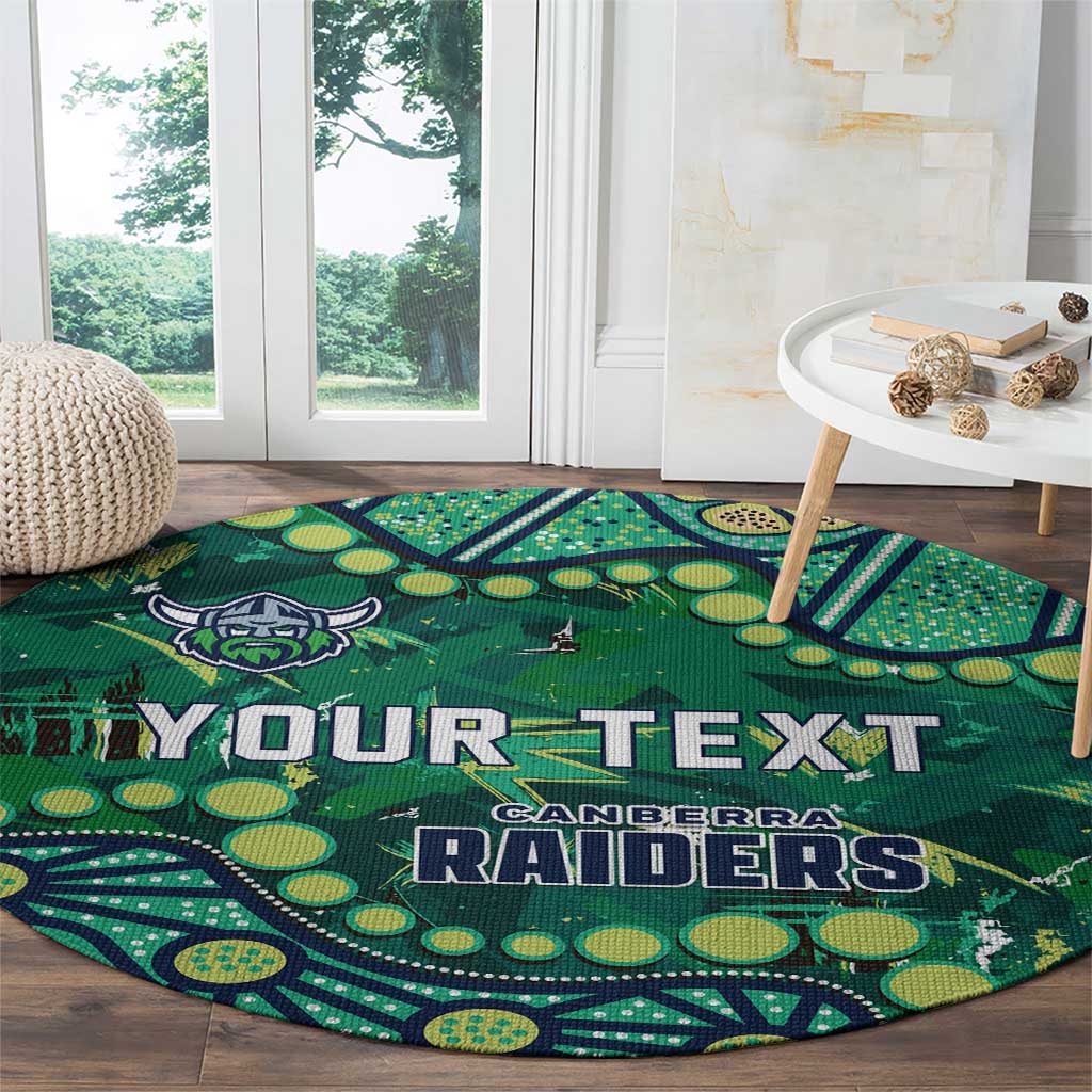 Personalized Canberra Raiders Round Carpet Aboriginal Pattern with Graffiti Style Design