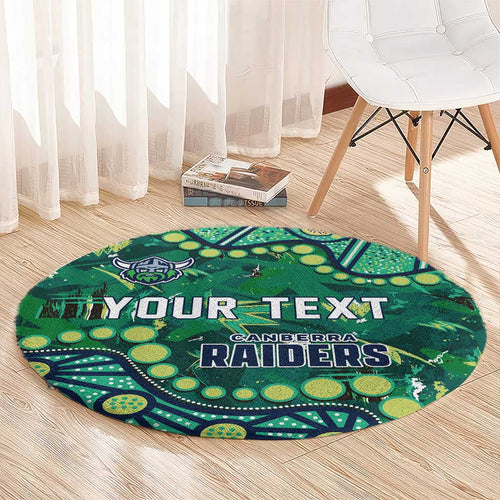 Personalized Canberra Raiders Round Carpet Aboriginal Pattern with Graffiti Style Design