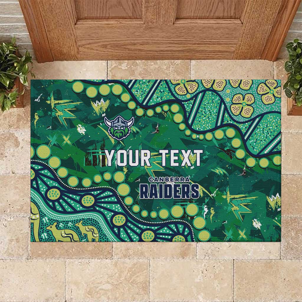 Personalized Canberra Raiders Rubber Doormat Aboriginal Pattern with Graffiti Style Design