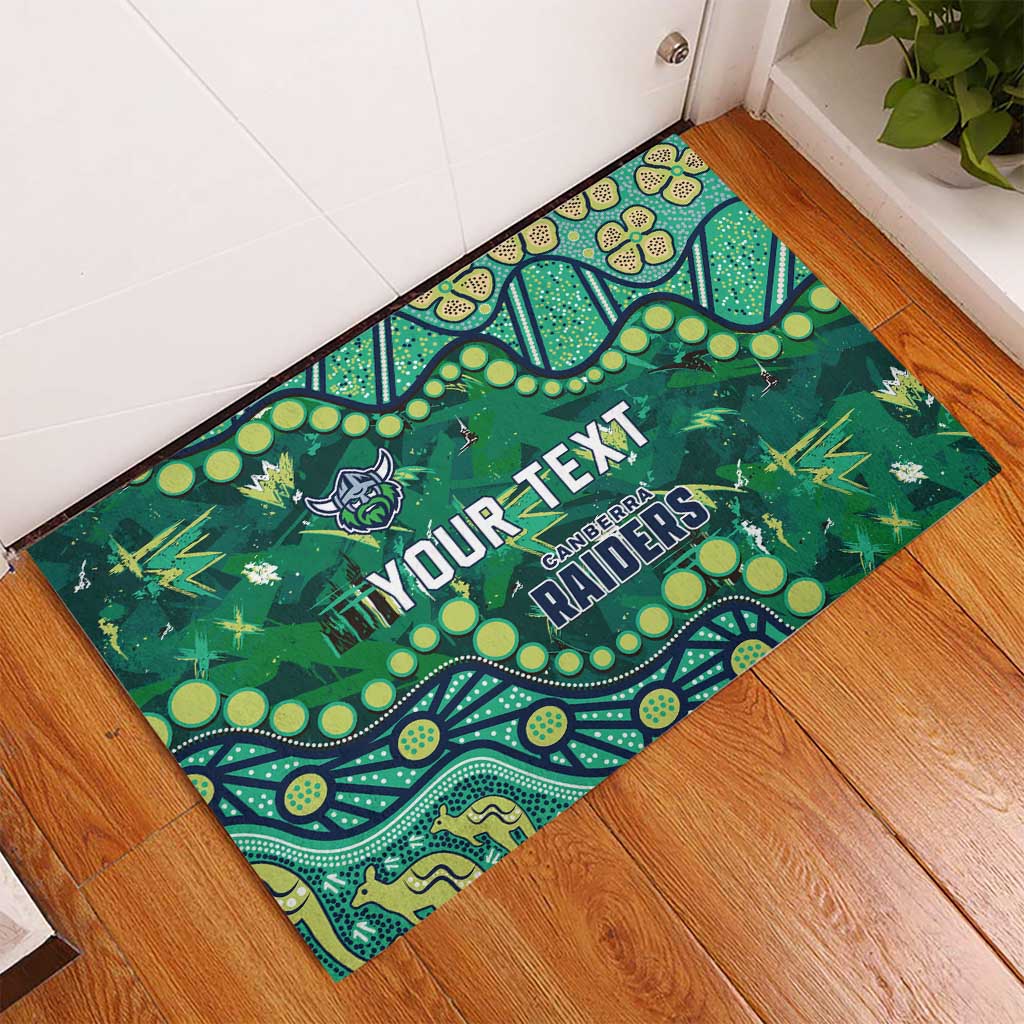 Personalized Canberra Raiders Rubber Doormat Aboriginal Pattern with Graffiti Style Design