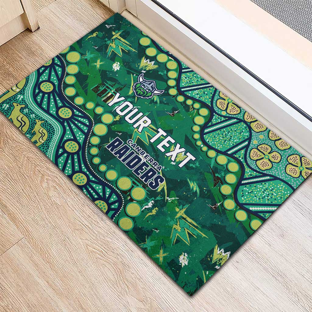 Personalized Canberra Raiders Rubber Doormat Aboriginal Pattern with Graffiti Style Design