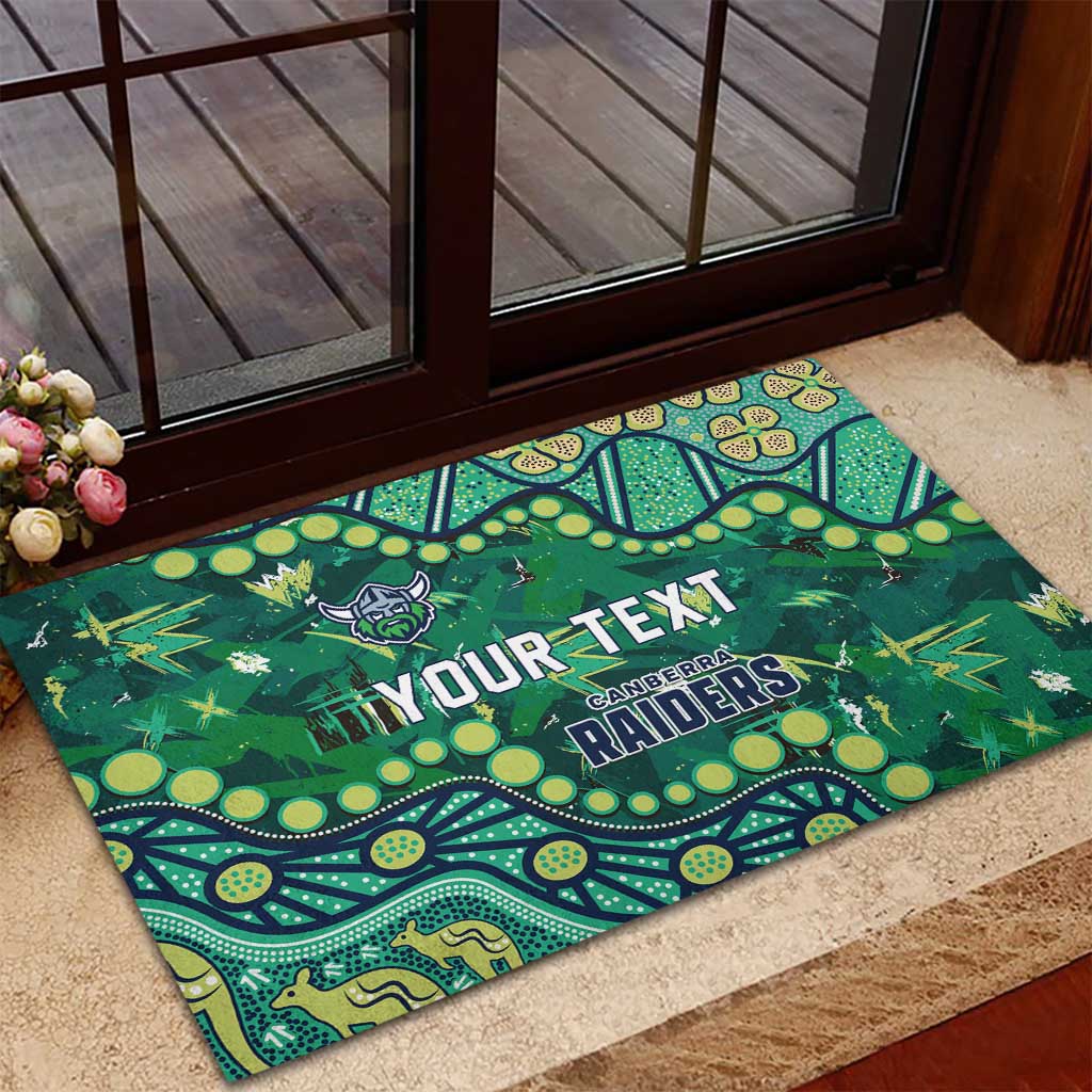 Personalized Canberra Raiders Rubber Doormat Aboriginal Pattern with Graffiti Style Design