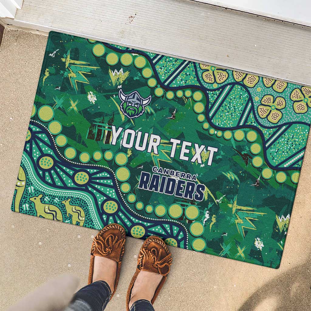 Personalized Canberra Raiders Rubber Doormat Aboriginal Pattern with Graffiti Style Design