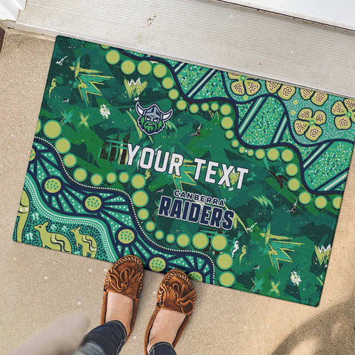 Personalized Canberra Raiders Rubber Doormat Aboriginal Pattern with Graffiti Style Design