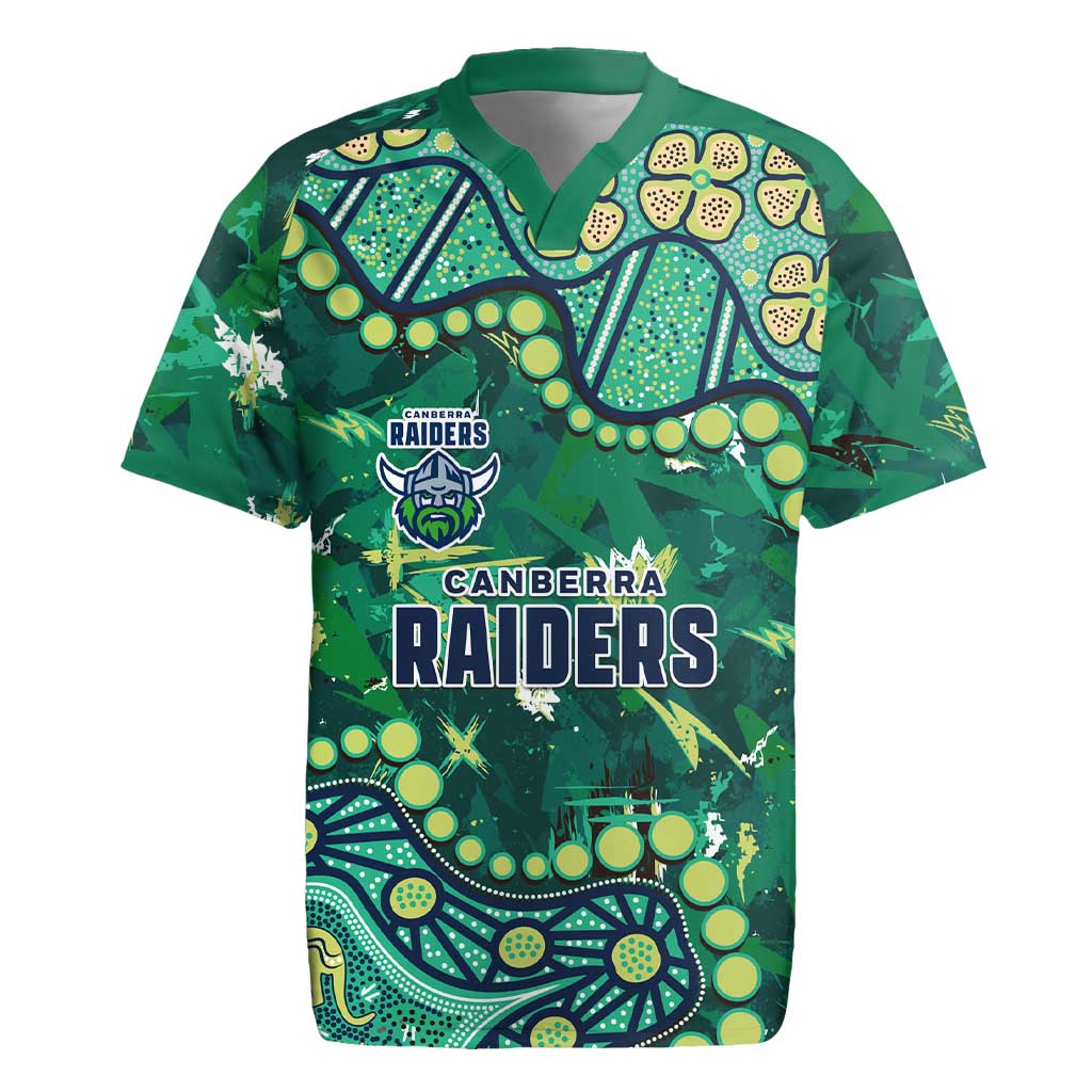 Personalized Canberra Raiders Rugby Jersey Aboriginal Pattern with Graffiti Style Design