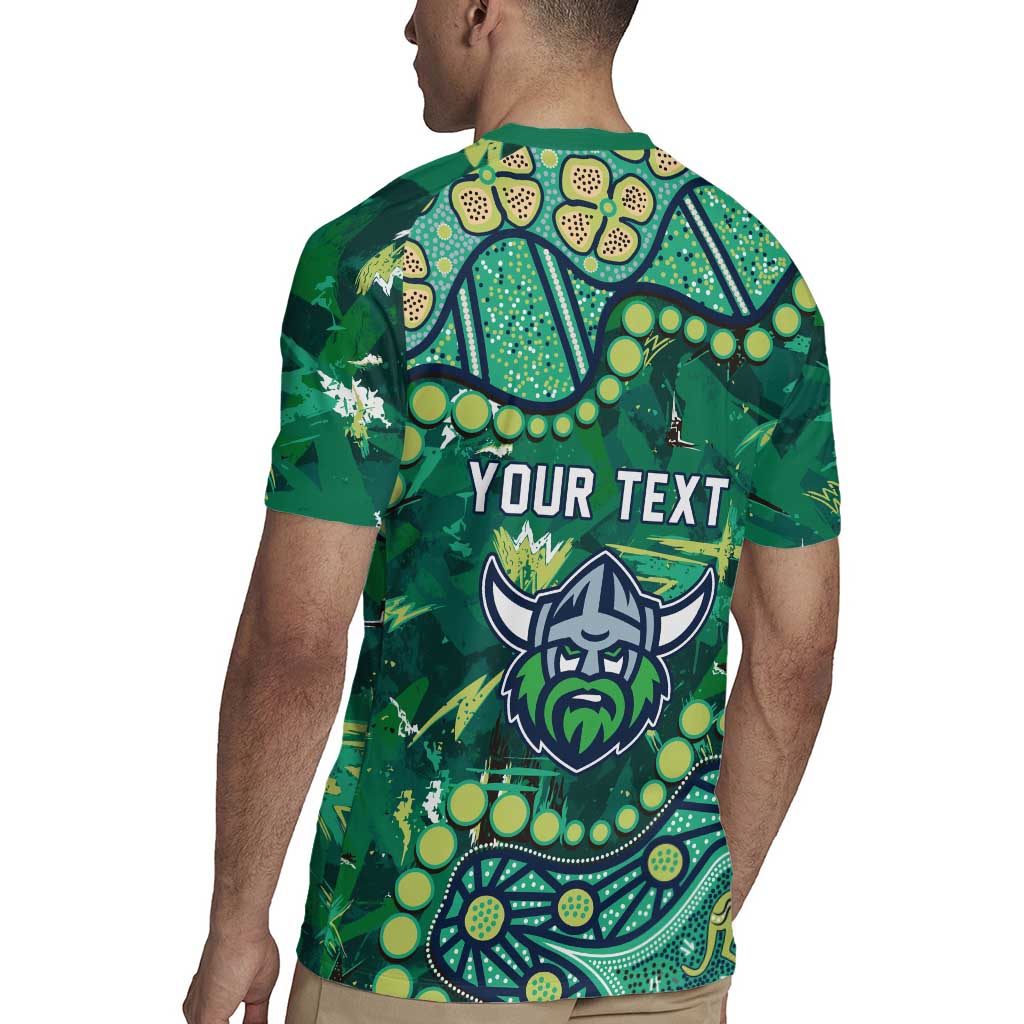 Personalized Canberra Raiders Rugby Jersey Aboriginal Pattern with Graffiti Style Design