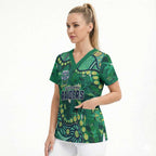Personalized Canberra Raiders Scrub Top Aboriginal Pattern with Graffiti Style Design