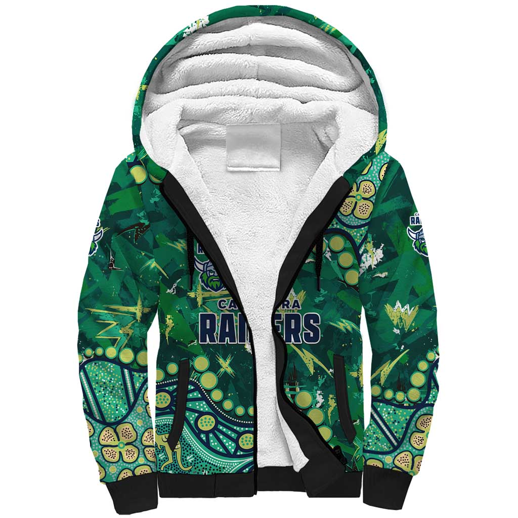 Personalized Canberra Raiders Sherpa Hoodie Aboriginal Pattern with Graffiti Style Design