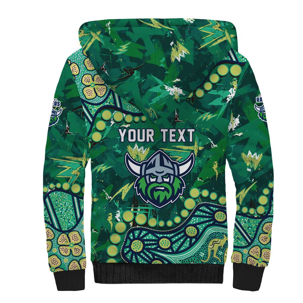 Personalized Canberra Raiders Sherpa Hoodie Aboriginal Pattern with Graffiti Style Design