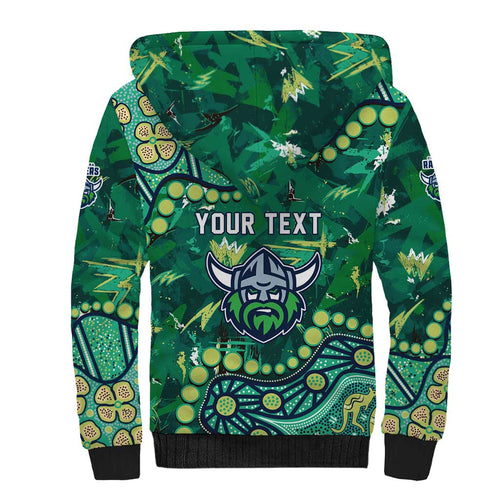 Personalized Canberra Raiders Sherpa Hoodie Aboriginal Pattern with Graffiti Style Design