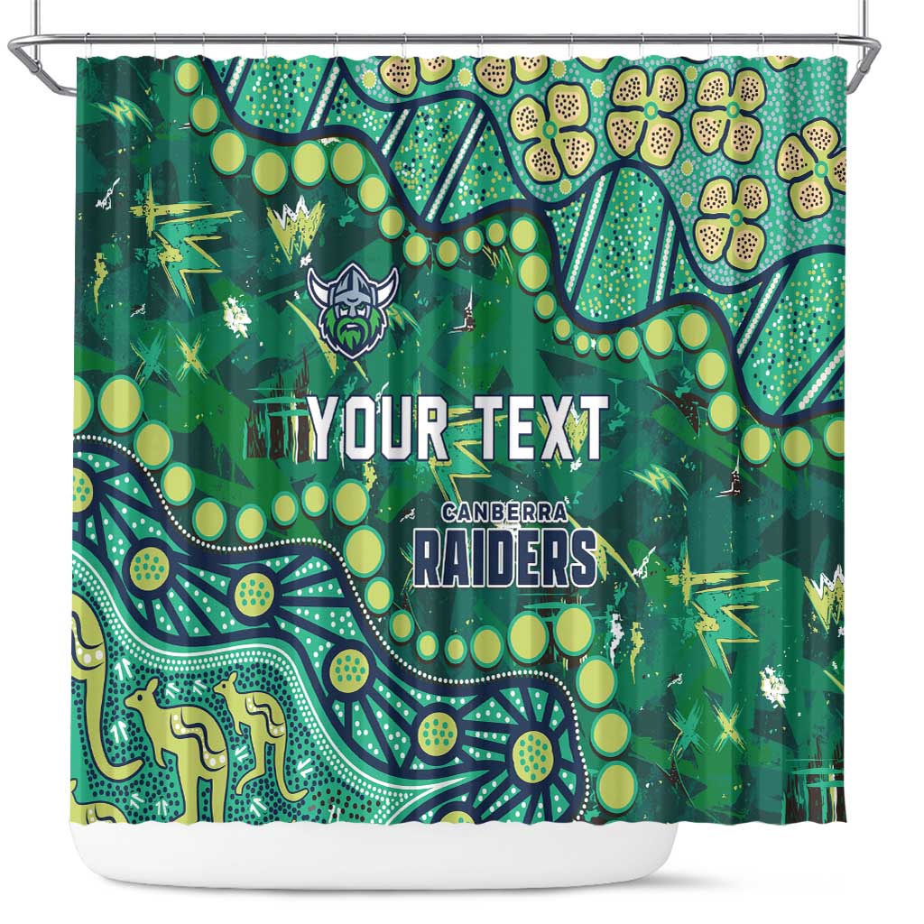 Personalized Canberra Raiders Shower Curtain Aboriginal Pattern with Graffiti Style Design
