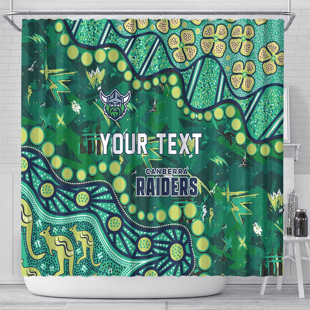 Personalized Canberra Raiders Shower Curtain Aboriginal Pattern with Graffiti Style Design