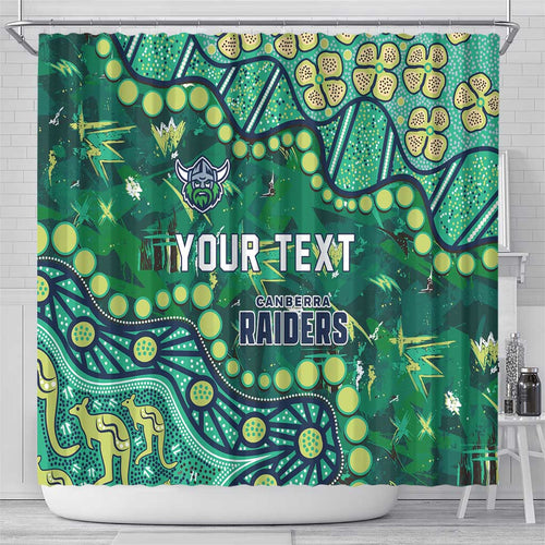 Personalized Canberra Raiders Shower Curtain Aboriginal Pattern with Graffiti Style Design