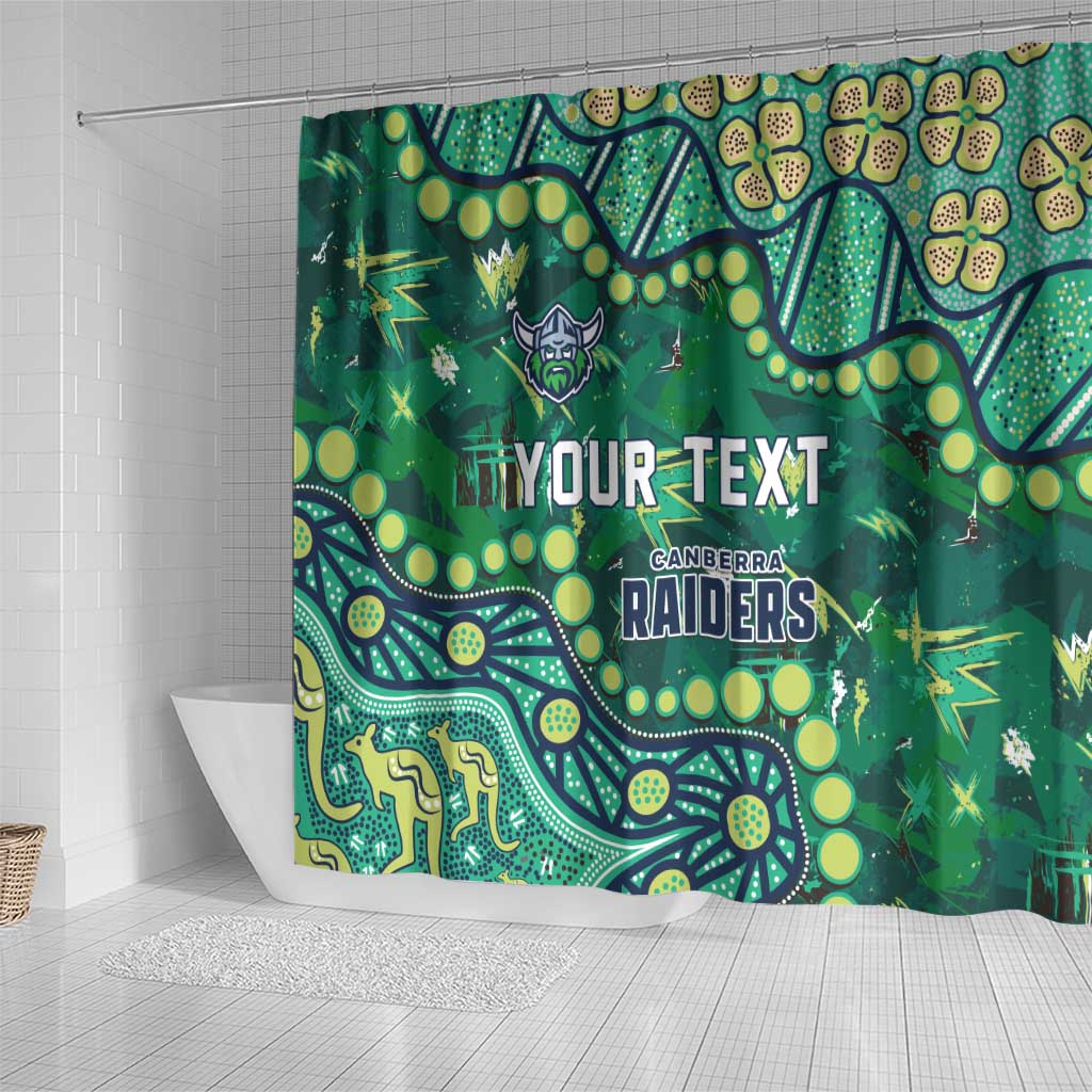 Personalized Canberra Raiders Shower Curtain Aboriginal Pattern with Graffiti Style Design