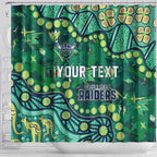 Personalized Canberra Raiders Shower Curtain Aboriginal Pattern with Graffiti Style Design