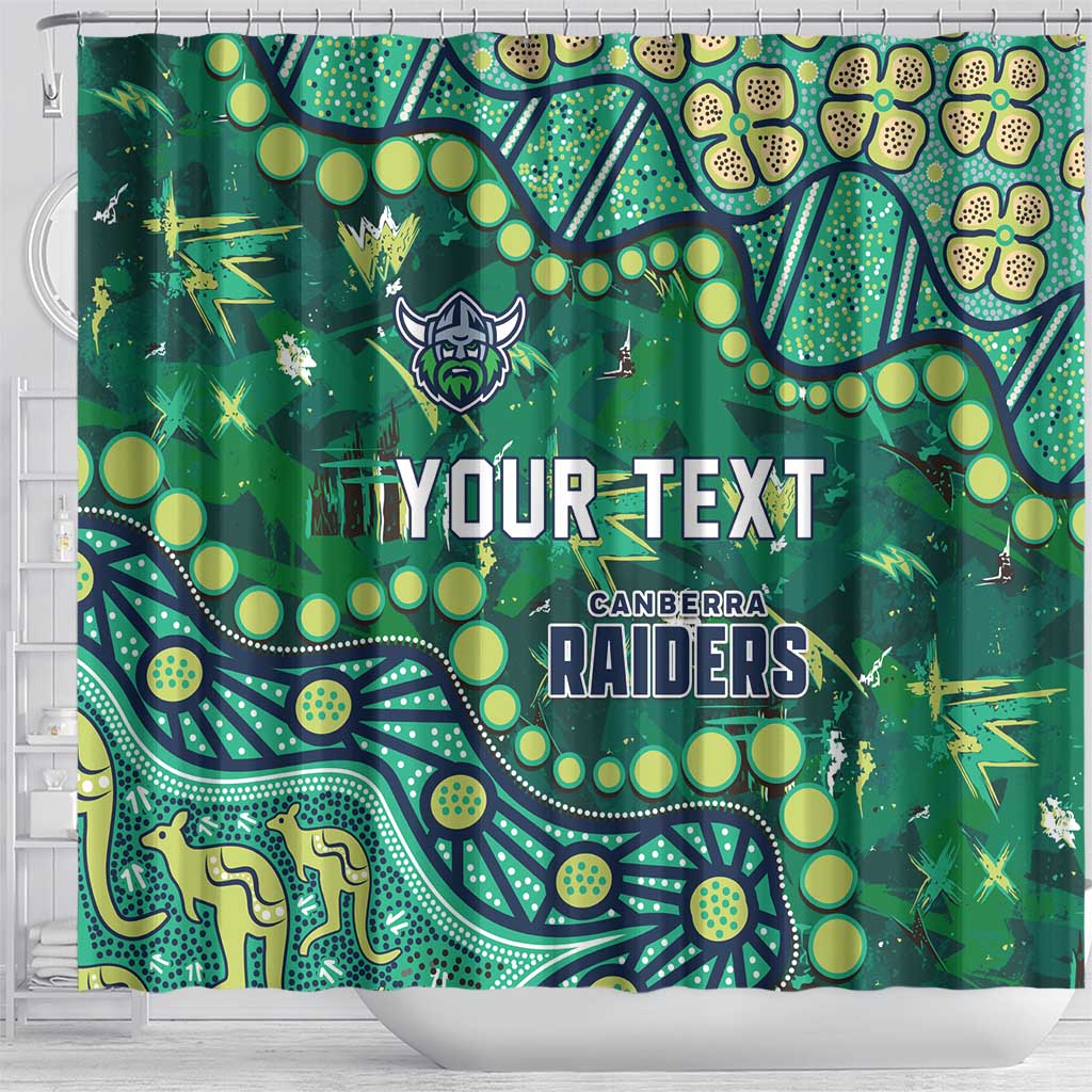 Personalized Canberra Raiders Shower Curtain Aboriginal Pattern with Graffiti Style Design