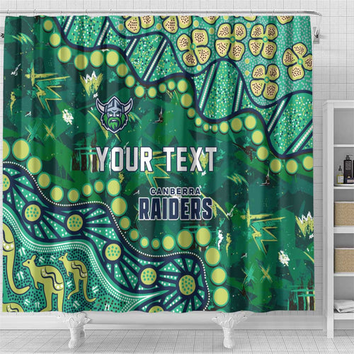 Personalized Canberra Raiders Shower Curtain Aboriginal Pattern with Graffiti Style Design