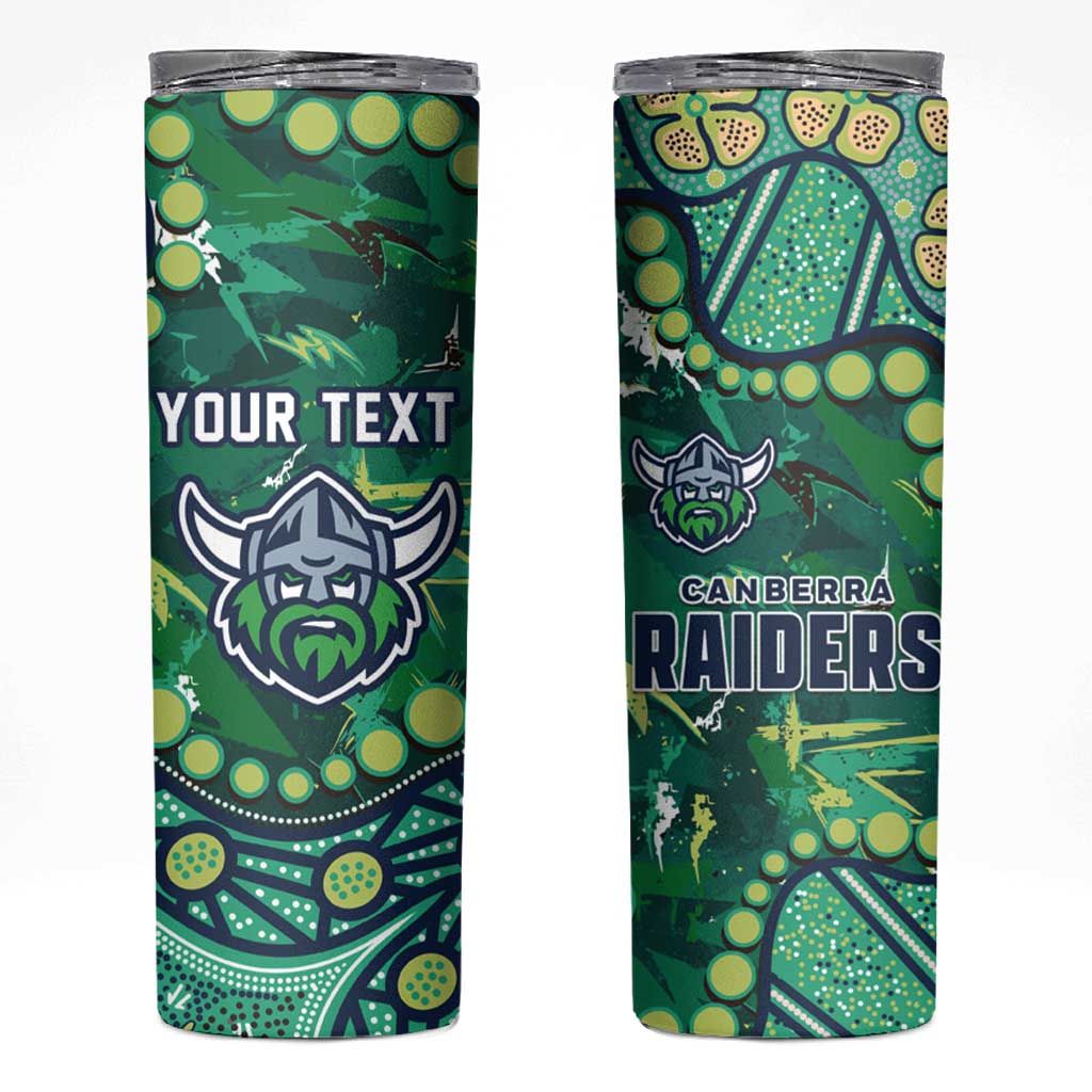 Personalized Canberra Raiders Skinny Tumbler Aboriginal Pattern with Graffiti Style Design