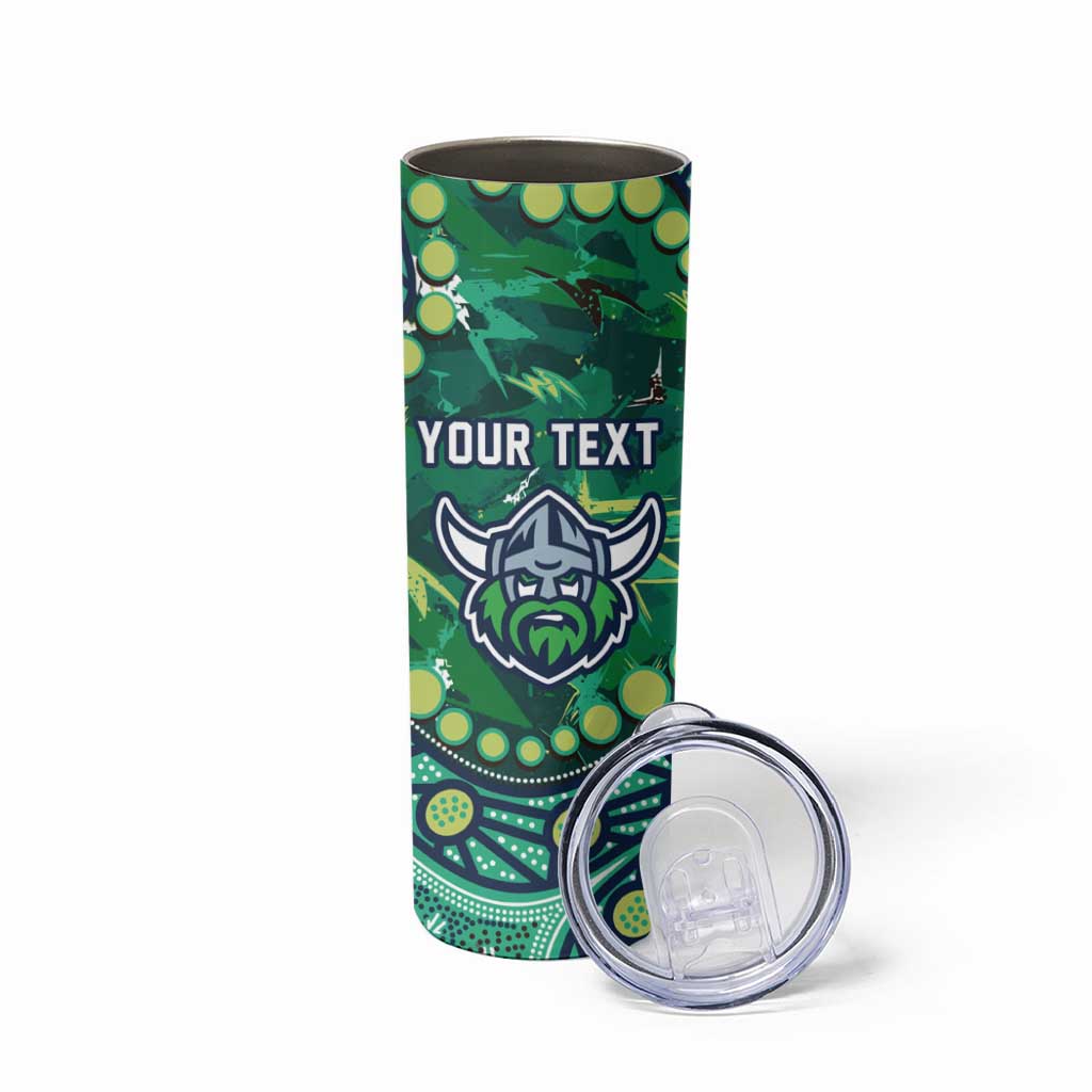 Personalized Canberra Raiders Skinny Tumbler Aboriginal Pattern with Graffiti Style Design
