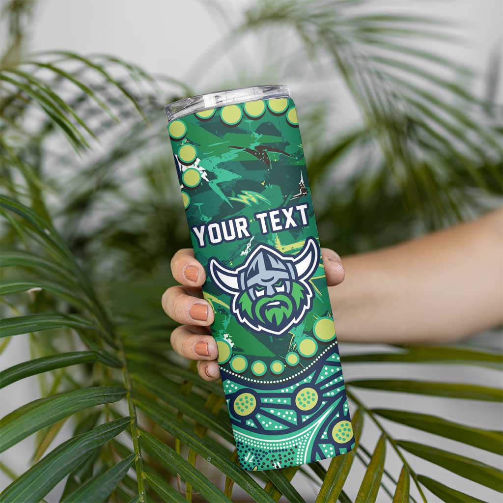 Personalized Canberra Raiders Skinny Tumbler Aboriginal Pattern with Graffiti Style Design