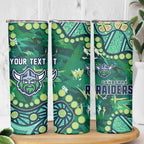 Personalized Canberra Raiders Skinny Tumbler Aboriginal Pattern with Graffiti Style Design