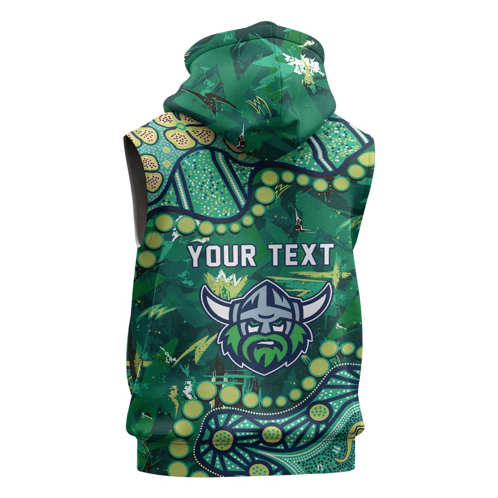 Personalized Canberra Raiders Sleeveless Hoodie Aboriginal Pattern with Graffiti Style Design