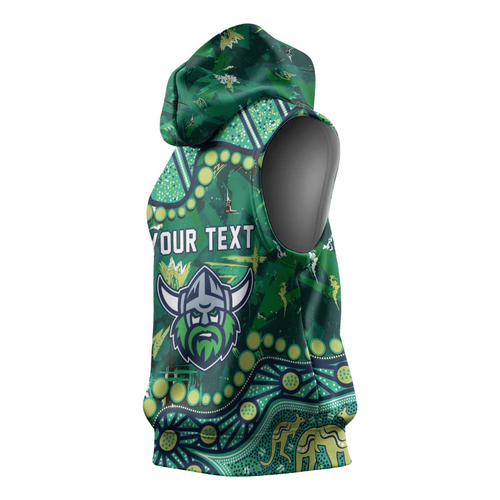 Personalized Canberra Raiders Sleeveless Hoodie Aboriginal Pattern with Graffiti Style Design