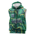 Personalized Canberra Raiders Sleeveless Zip Hoodie Aboriginal Pattern with Graffiti Style Design