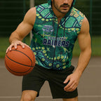 Personalized Canberra Raiders Sleeveless Zip Hoodie Aboriginal Pattern with Graffiti Style Design