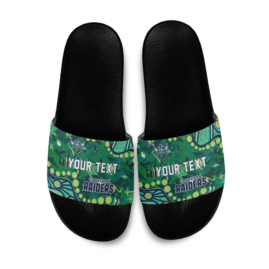 Personalized Canberra Raiders Slide Sandals Aboriginal Pattern with Graffiti Style Design