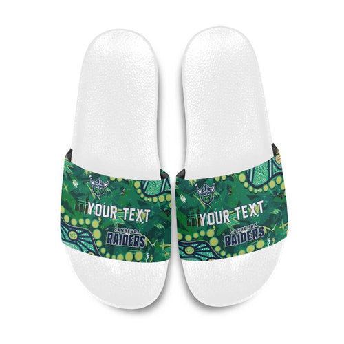 Personalized Canberra Raiders Slide Sandals Aboriginal Pattern with Graffiti Style Design