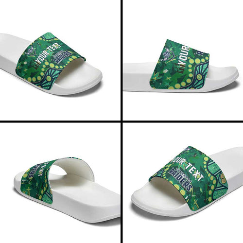 Personalized Canberra Raiders Slide Sandals Aboriginal Pattern with Graffiti Style Design