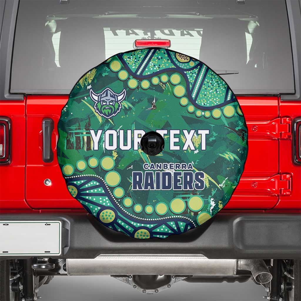 Personalized Canberra Raiders Spare Tire Cover Aboriginal Pattern with Graffiti Style Design
