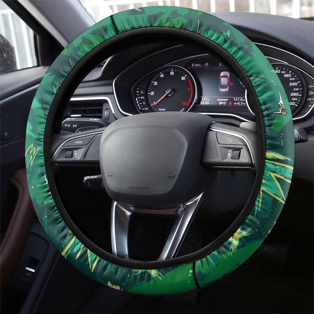 Canberra Raiders Steering Wheel Cover Aboriginal Pattern with Graffiti Style Design