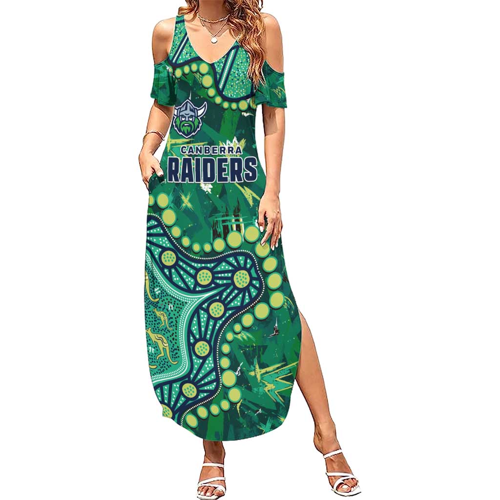 Personalized Canberra Raiders Summer Maxi Dress Aboriginal Pattern with Graffiti Style Design