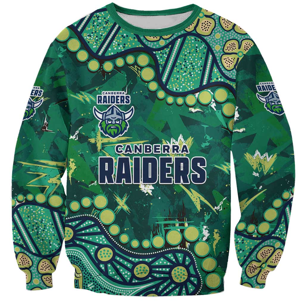 Personalized Canberra Raiders Sweatshirt Aboriginal Pattern with Graffiti Style Design