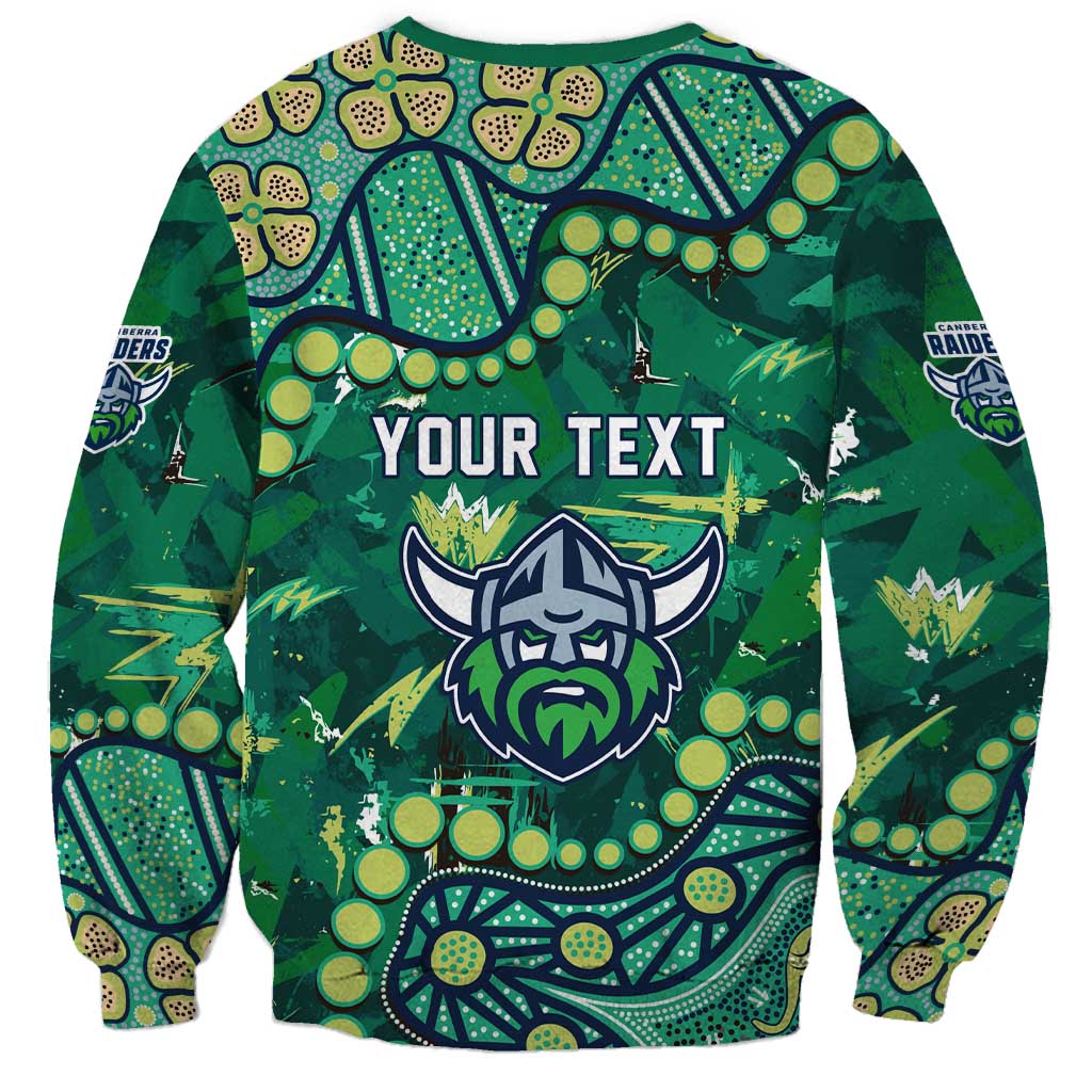 Personalized Canberra Raiders Sweatshirt Aboriginal Pattern with Graffiti Style Design