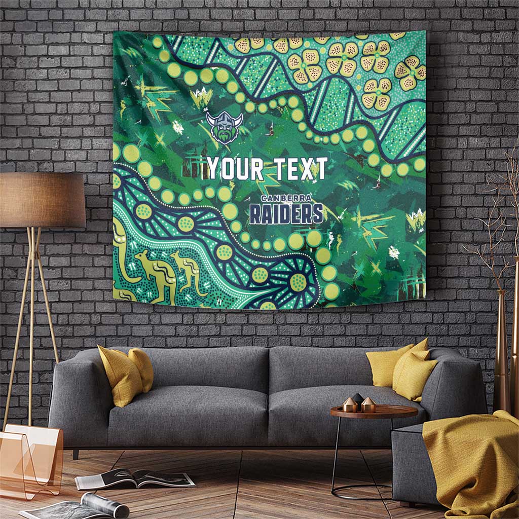 Personalized Canberra Raiders Tapestry Aboriginal Pattern with Graffiti Style Design