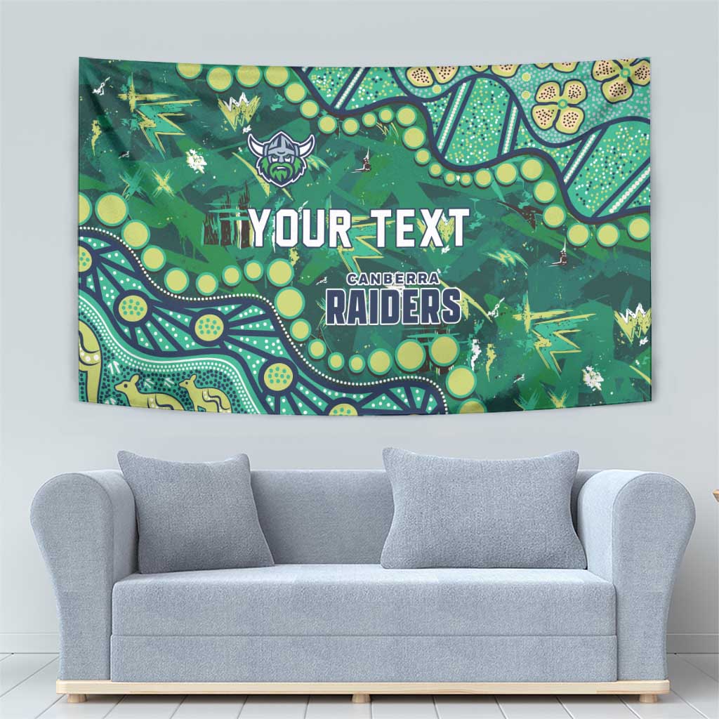 Personalized Canberra Raiders Tapestry Aboriginal Pattern with Graffiti Style Design