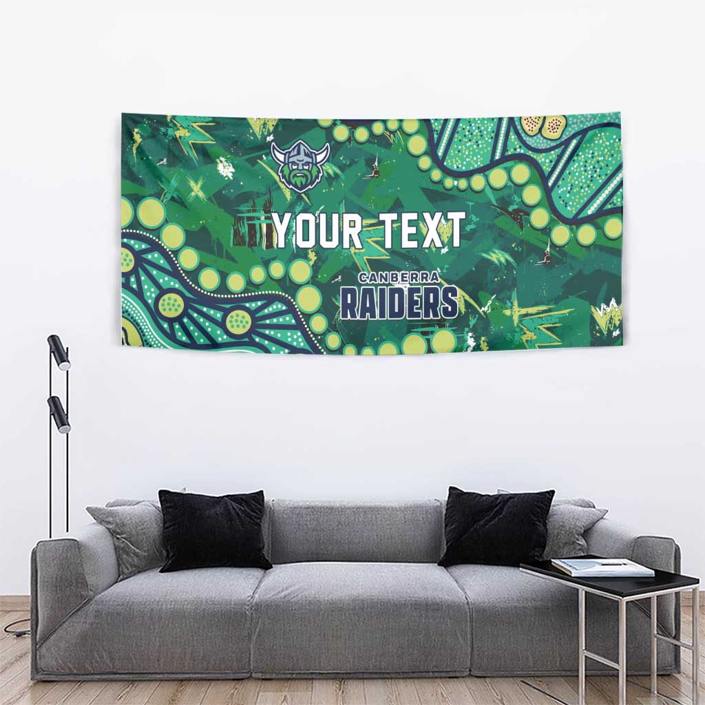 Personalized Canberra Raiders Tapestry Aboriginal Pattern with Graffiti Style Design