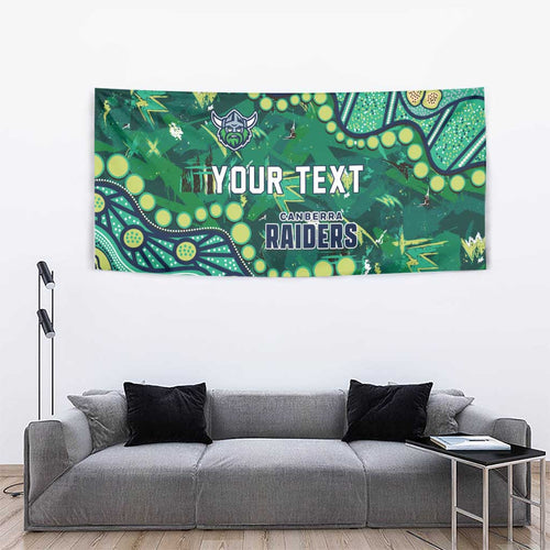 Personalized Canberra Raiders Tapestry Aboriginal Pattern with Graffiti Style Design