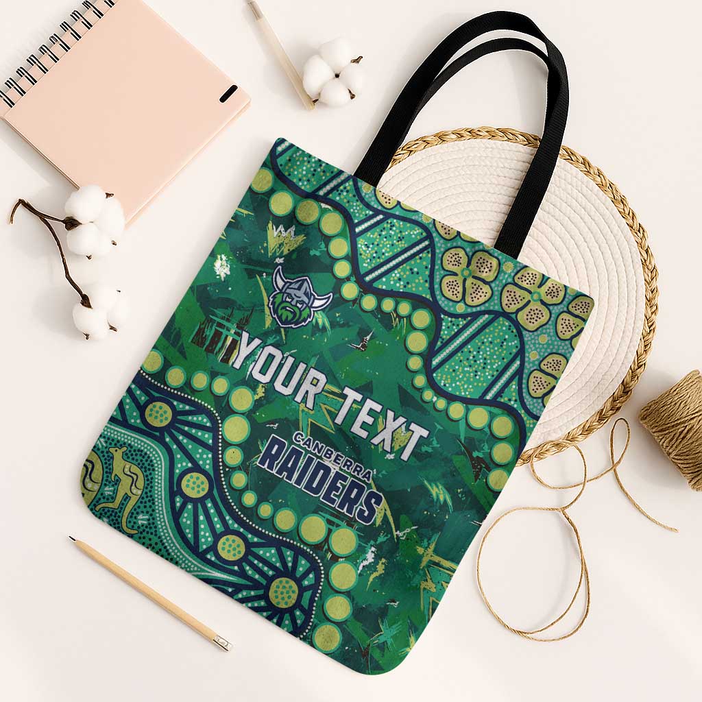 Personalized Canberra Raiders Tote Bag Aboriginal Pattern with Graffiti Style Design