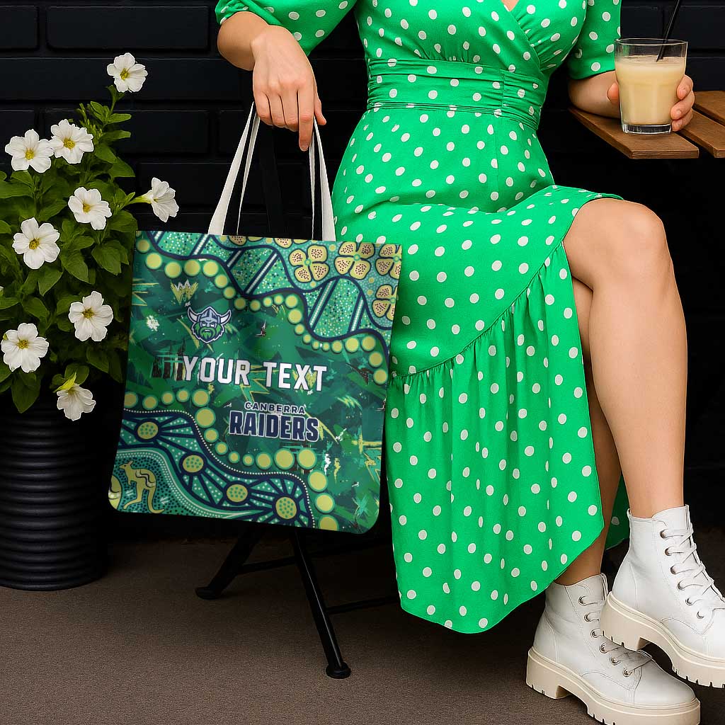 Personalized Canberra Raiders Tote Bag Aboriginal Pattern with Graffiti Style Design